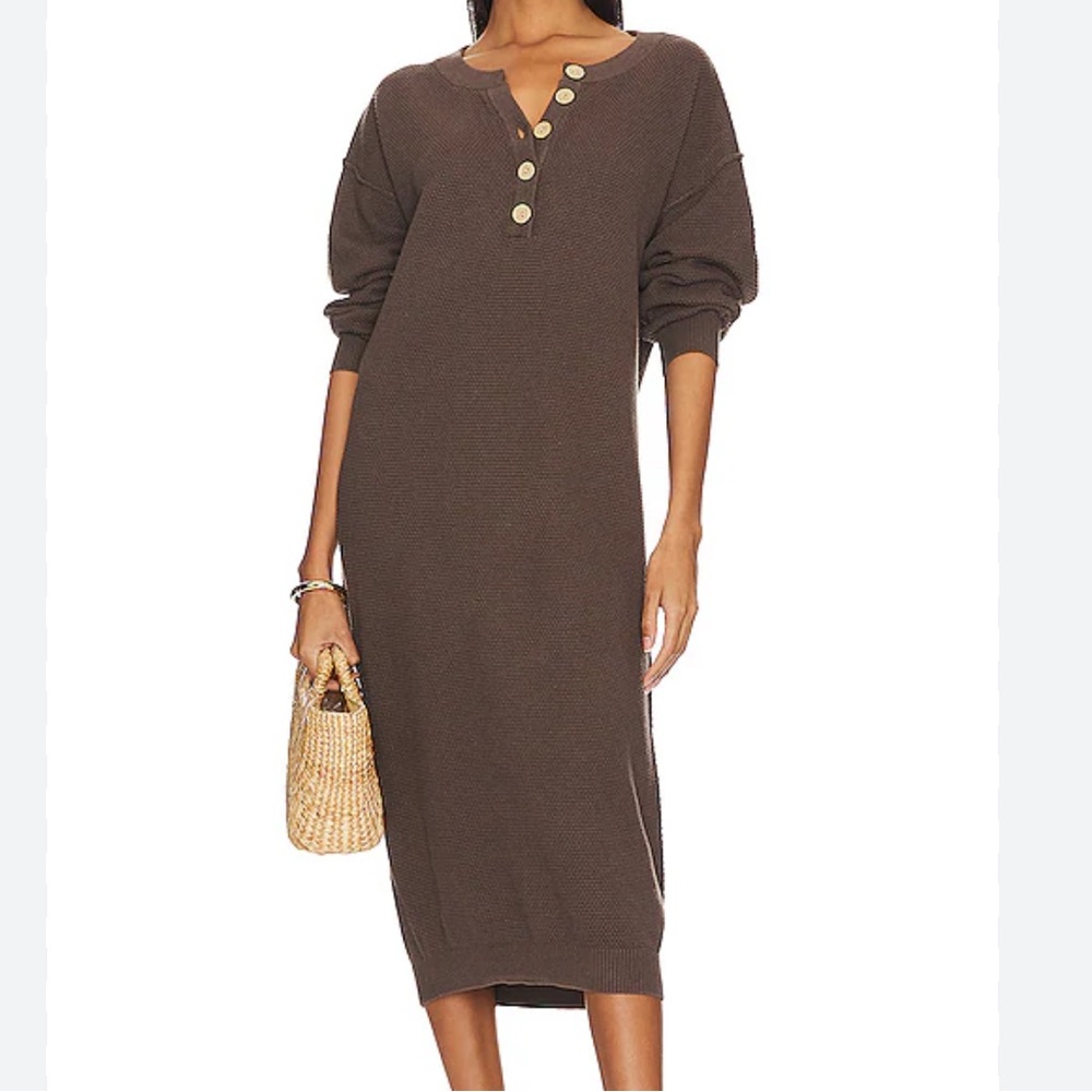Free People NWT Hailee Oversized Long Sleeve 100% cotton Midi Knit Dress Coverup